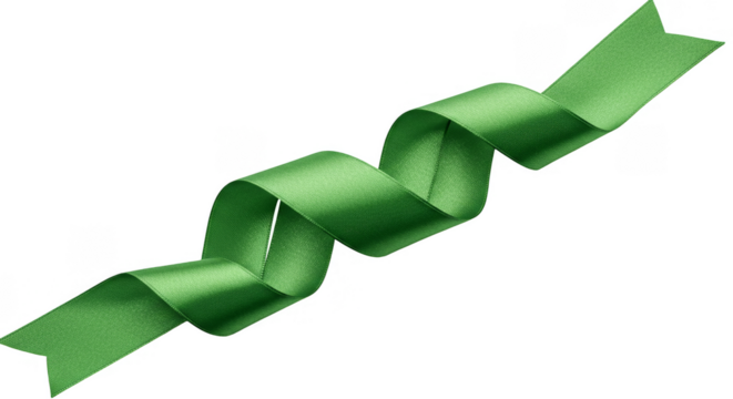 Isolated Green Ribbon Decoration Present Holiday Gift Celebration