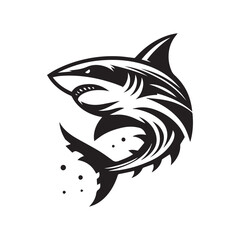 shark logo, editable black and white vector