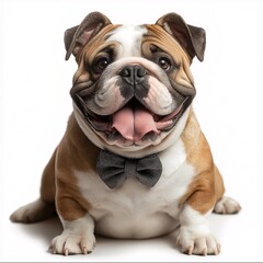 Obraz premium Adorable Bulldog in a Bowtie. A Portrait of Humor, Loyalty, and Joy in a Furry Friend