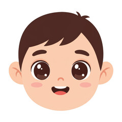 Illustration Boy Face Head with Cartoon Style Happy Smile Character