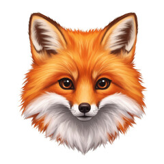 Fototapeta premium Illustration Portrait of Fox Head with Orange Fur and White Details