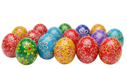 Illustration Colorful Decorated Easter Eggs with Traditional Patterns