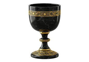 Illustration Ornate Black and Gold Goblet Elegant Cup Isolated Background