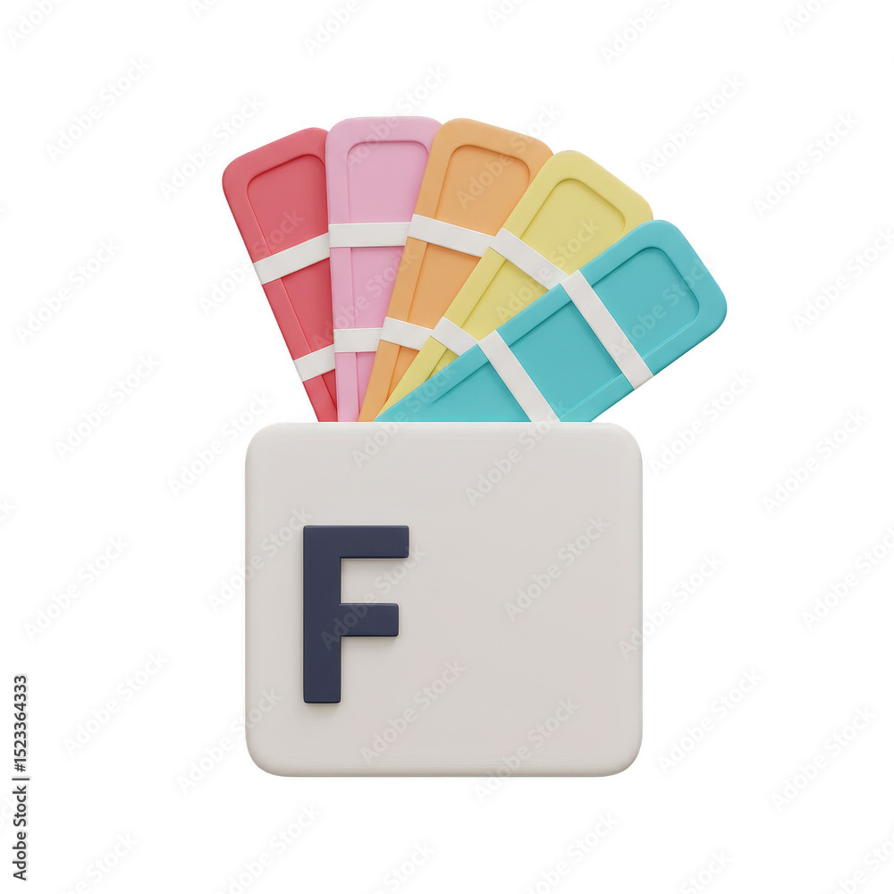 Fototapete isolated 3d rendered palette with spectrum colors and f letter design