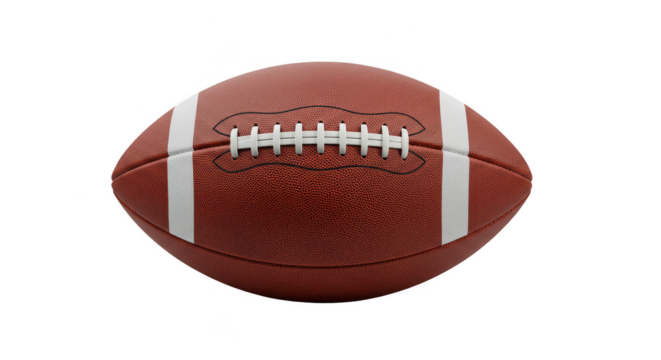 Isolated Realistic Football Ball with Brown Leather and White Stripes Sport