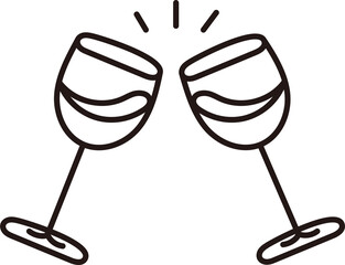 Clinking Wine Glasses Hand Drawn Doodle

