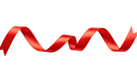 Isolated Red Ribbon Curve Wavy Decoration for Gift Holiday Event PNG