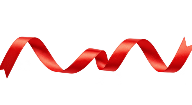 Isolated Red Ribbon Curve Wavy Decoration for Gift Holiday Event PNG