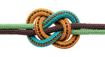 Isolated Macro Shot of Intertwined Knot Rope on Transparent Background