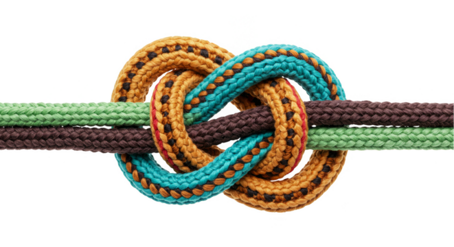 Isolated Macro Shot of Intertwined Knot Rope on Transparent Background - Powered by Adobe
