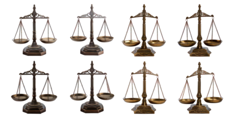 Traditional Scales of Justice Symbolize Fairness and Equity, Isolated on Transparent, white background