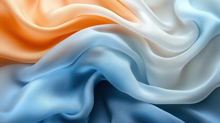 Obraz premium Elegant Silk Fabric Waves in Blue, White, and Peach