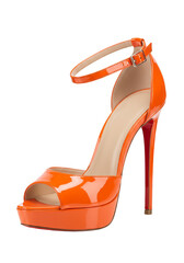 Isolated Orange High Heels Shoe Elegant Fashion Footwear Style PNG