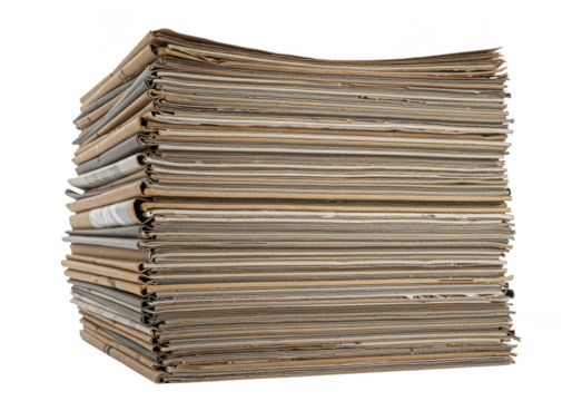 Isolated Stacked Brown Cardboard Material with Transparent Background