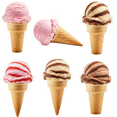 Isolated PNG Assortment of Ice Cream Cones Delicious Sweet Treat