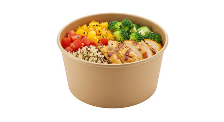 Isolated PNG Delicious Chicken Quinoa and Vegetables in Bowl