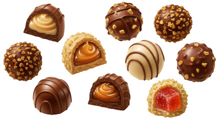 Isolated PNG Image of Delicious Chocolate Truffles Candy and Assortment