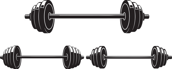 Barbell fitness training equipment silhouette vector illustration