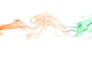 Abstract Smoke Art with Orange and Green Colors on Black Background for Creative Projects and Designs