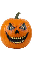 Illustration of Carved Halloween Pumpkin with Scary Face on Transparent