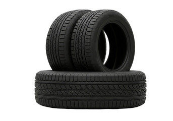 Isolated Stacked Black Tires Automotive Wheel Rubber with Transparent Background