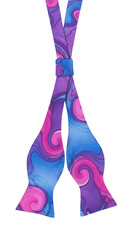Isolated Formal Swirl Bow Tie Apparel with Blue Pink Purple Design