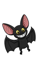Obraz premium Illustration of Flying Cheerful Bat Cartoon With Big Smile And Wings