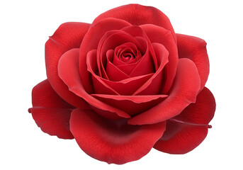 Isolated Close Up Red Rose Flower Blossom Bloom on Transparent Background