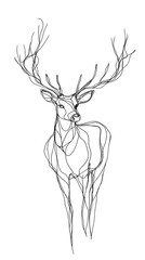 Elegant line drawing of a deer.