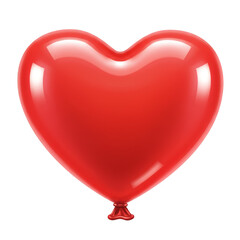 Illustration of Glossy Red Heart Balloon Symbol of Love on Transparent Background