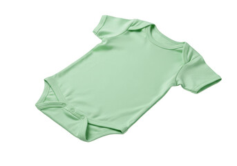 Isolated Transparent Background of a Green Baby Onesie Clothing Apparel