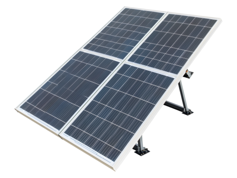 Isolated solar panel array providing renewable energy on a transparent background