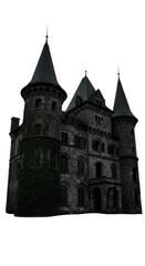 Obraz premium Illustration of Gothic Stone Castle Towering with Spooky Architecture