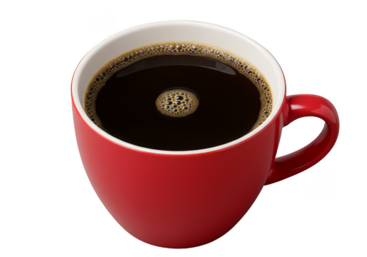 Isolated Image of Aromatic Black Coffee in Red Cup with Transparent Background - Powered by Adobe