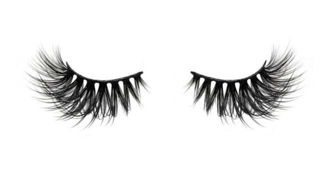 Isolated False Eyelashes with Transparent Background for Cosmetic Use