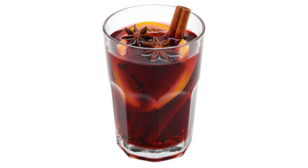 Isolated Transparent Background of Mulled Wine with Orange Cinnamon