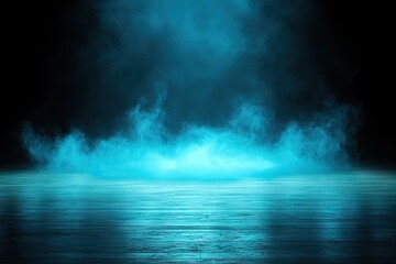 Blue smoke and lighting effect over wooden surface