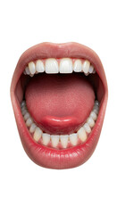 Isolated Open Mouth with Tongue Teeth and Transparent Background