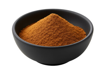 Isolated Pile of Red Chili Powder in Black Bowl Transparent Background