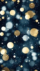 Golden and blue festive bokeh lights with a galaxy-like aesthetic in a dark background
