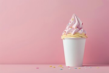 Vibrant Picture of Paper Cup Filled with Ice Cream