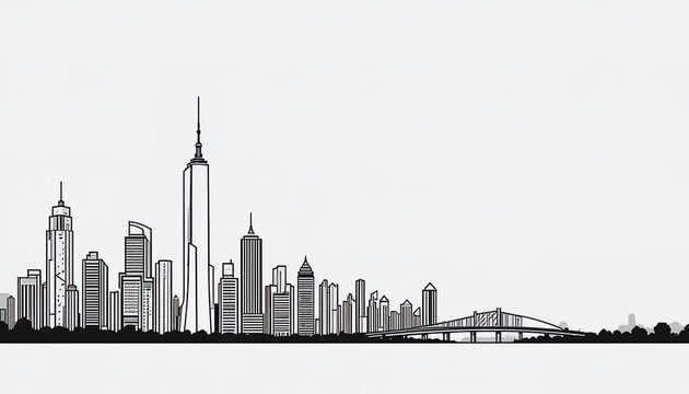 Fototapeta A graphic illustration of a city skyline.