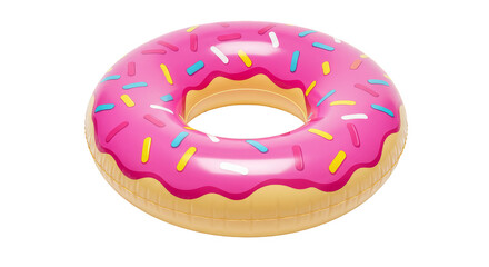 Illustration of Pink Donut with Sprinkles Isolated on Transparent Background