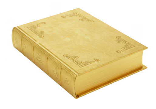 Isolated Golden Glitter Book Classic Literature with Transparent Background