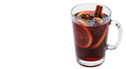 Isolated Transparent Mulled Wine Glass With Spices Holiday Beverage