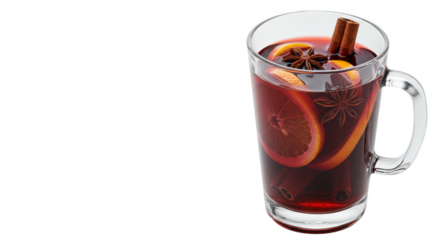 Isolated Transparent Mulled Wine Glass With Spices Holiday Beverage