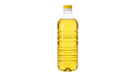 Isolated Transparent Oil Bottle Cooking Ingredient In White Background