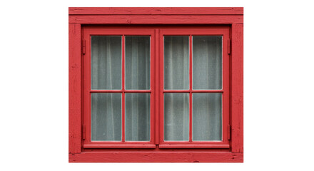 Isolated Transparent Red Window Frame Glass Curtain Architecture Facade