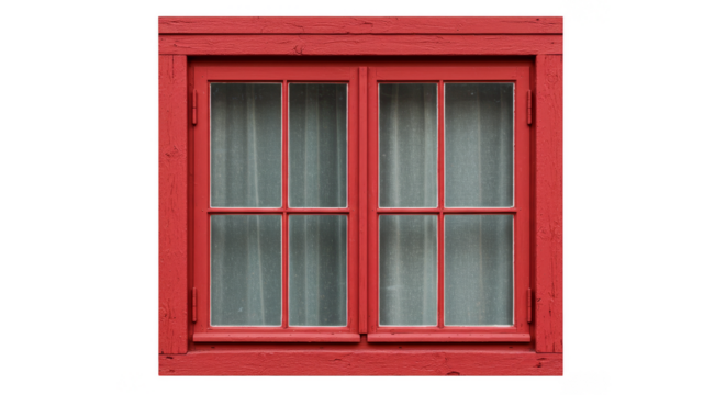 Isolated Transparent Red Window Frame Glass Curtain Architecture Facade