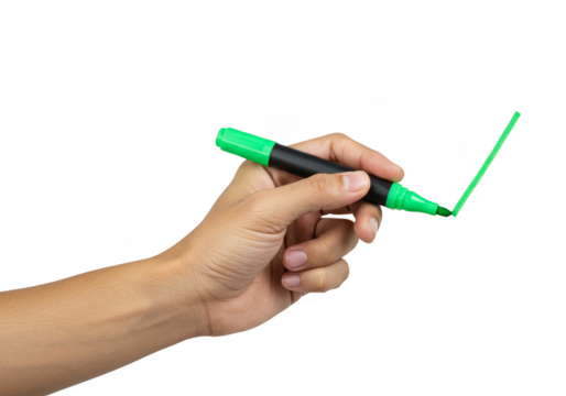 Isolated Hand Writing with Green Marker Pen on Transparent Surface - Powered by Adobe